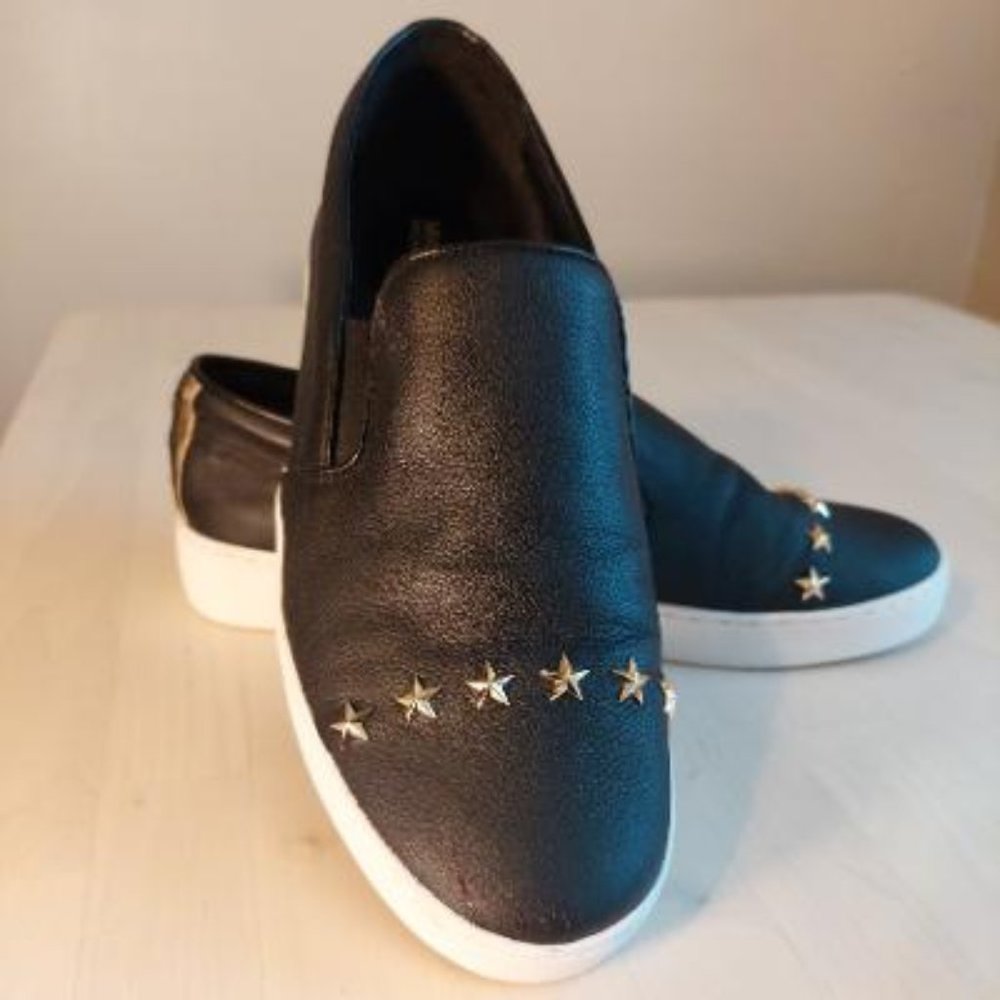 Michael Kors Keaton Black Sneakers w/  Gold Stars